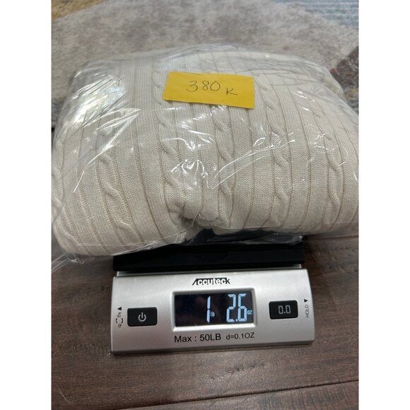 Izod Mens Cable Knit V-Neck Sweater Cotton White Classic Design Sz L - Picture 9 of 9